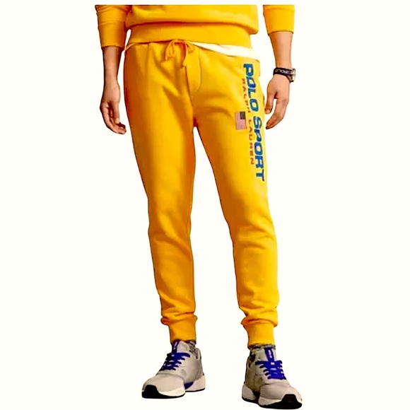 Polo Ralph Lauren Sport Casual Yellow Jogger Track Sweatpant Mens Size X-Large - Picture 1 of 9